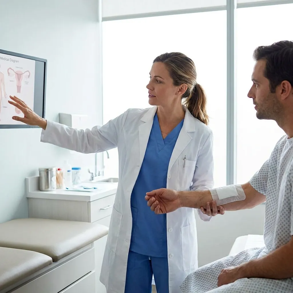 Examinarea unui abces cutanat de catre medic chirurg la Adiant Medical Mioveni