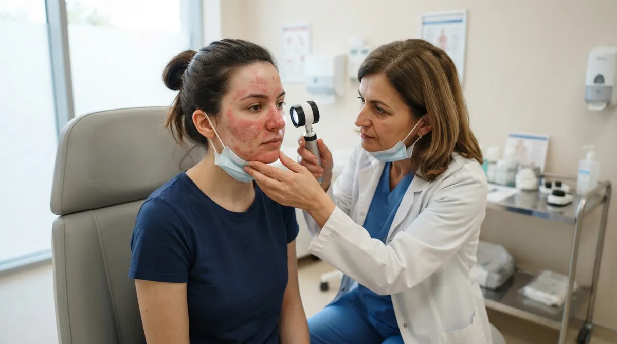 Evaluarea unei alergii pe fata cu roseata si pleoape umflate la Adiant Medical Mioveni