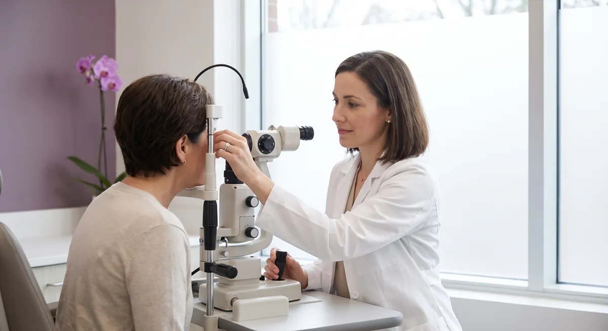 Consultatie oftalmologica pentru astigmatism la Adiant Medical Mioveni, masurarea curburii corneei