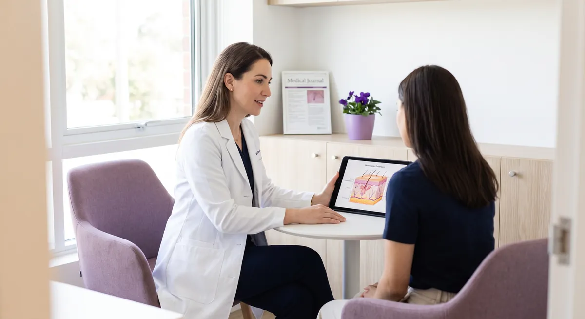 Consultatie de dermatologie pentru celulita la Adiant Medical Mioveni, evaluarea zonei rosii inflamate