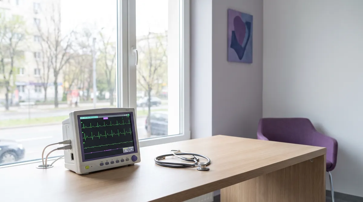 Cabinet de cardiologie la Adiant Medical Mioveni, monitor ECG si stetoscop