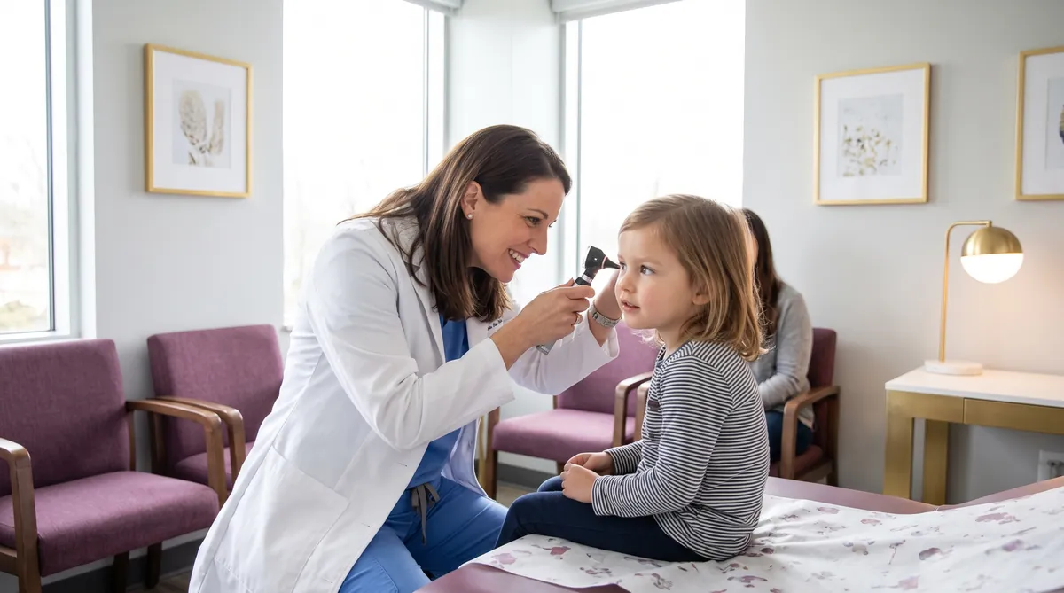 Consultatie ORL pentru otita la Adiant Medical Mioveni, examinarea urechii cu otoscopul