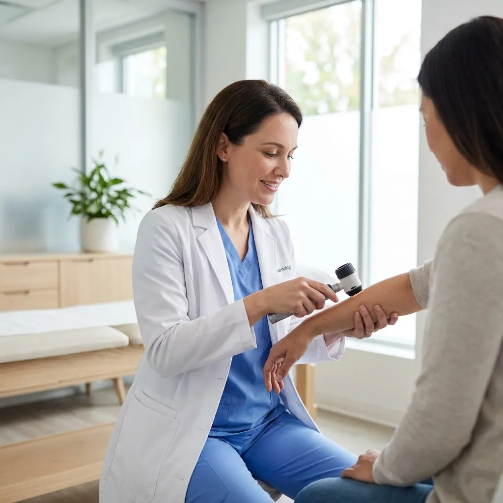 Consultatie de dermatologie pentru psoriazis la Adiant Medical Mioveni, examinarea pielii