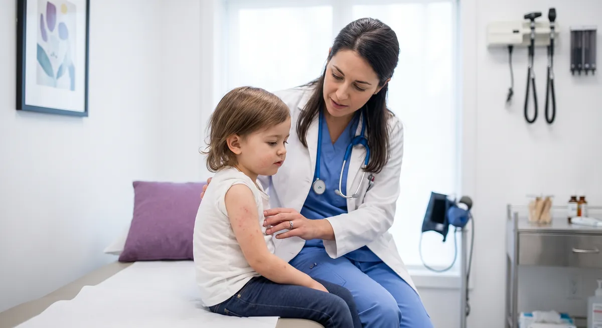 Consultatie de pediatrie pentru rubeola la Adiant Medical Mioveni, evaluarea eruptiei si a vaccinarii